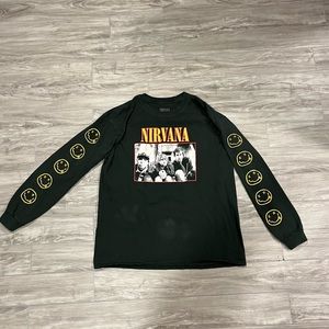 Nirvana Smiley Logo Long Sleeve T-Shirt (Green, L)
